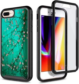 img 3 attached to 🌸 Shockproof iPhone 8 Plus/7 Plus/6 Plus/6s Plus Case with Built-in Screen Protector - E-Began Full Body Protective Bumper Cover, Plum Blossom Flower Design - Durable & Stylish