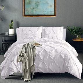 img 4 attached to 🛏️ Vailge Pinch Pleated Duvet Cover: Luxurious 3 Piece Set, 100% Microfiber, Pintuck Decorative, King Size