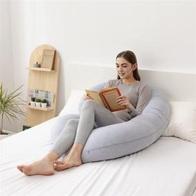img 2 attached to 🤰 Yuantian Pregnancy Pillow - Full Body C-Shape Maternity Support with Jersey Cover for Pregnant Women (Grey) - Enhanced Back, Hips, Legs, and Belly Support