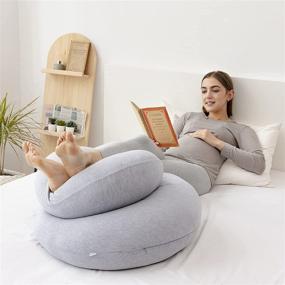 img 1 attached to 🤰 Yuantian Pregnancy Pillow - Full Body C-Shape Maternity Support with Jersey Cover for Pregnant Women (Grey) - Enhanced Back, Hips, Legs, and Belly Support