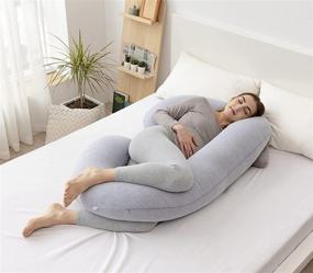 img 4 attached to 🤰 Yuantian Pregnancy Pillow - Full Body C-Shape Maternity Support with Jersey Cover for Pregnant Women (Grey) - Enhanced Back, Hips, Legs, and Belly Support
