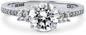 img 3 attached to 💎 Sparkling BERRICLE Rhodium Sterling Zirconia Engagement Women's Jewelry: Dazzle with Elegance!