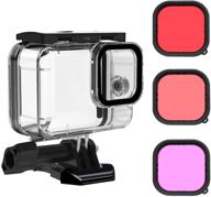 gopro hero 9 black waterproof case with 3-pack dive filter, mountdog 📸 underwater housing: supports 45m/148ft deep diving, scuba snorkeling | quick release mount accessories logo
