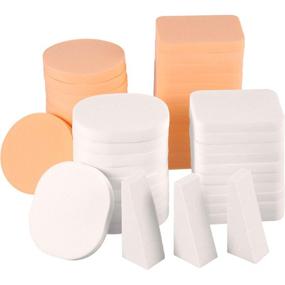 img 4 attached to 🧽 TecUnite 100 Pieces Cosmetic Sponges - Latex Makeup Foam Wedges for Flawless Foundation Application (5 Styles, White and Skin Tones)