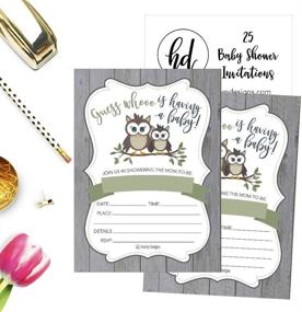 img 2 attached to 🦉 Cute Rustic Owl Woodland Forest Baby Shower Invitations: Gender Neutral, Vintage Coed Nature Wood-Themed Party Supplies