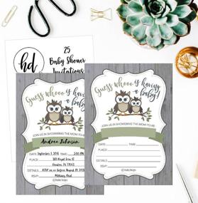 img 3 attached to 🦉 Cute Rustic Owl Woodland Forest Baby Shower Invitations: Gender Neutral, Vintage Coed Nature Wood-Themed Party Supplies