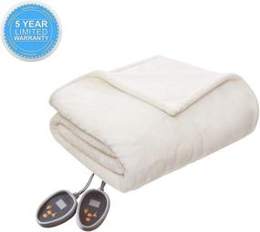 img 2 attached to 🔥 Woolrich Heated Plush to Berber Electric Blanket Throw - Ultra Soft, Super Warm and Cozy with Auto Shut Off and Multi Heat Level Settings - King Size: 100x90, Ivory