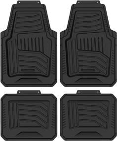 img 3 attached to Brookstone 4 Piece Car Mats: All-Weather, Anti-Slip, Durable & Rugged, Universal Fit, Custom Trim - Style 4