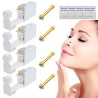 📦 safe and convenient 4-pack nose piercing gun kit - disposable self nose piercing tool with nose studs for cartilage and helix piercings (gold) logo