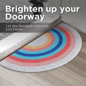 img 3 attached to Cute Rainbow Welcome Door Rug for Entryway – Fun Multicolor Outdoor Mat - Semi-Circular 17.7&quot; x 35.4&quot; Entrance Floor Rug with Anti Slip Backing (Rainbow Doormat)