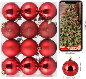 img 2 attached to 🎄 Shatterproof Christmas Baubles Balls Ornaments Set - Assorted Red Pendant Christmas Ball Ornaments, Seasonal Decorations for Festival Holiday Wedding Party Xmas Décor (24pcs/Pack, 40mm)