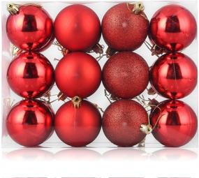 img 4 attached to 🎄 Shatterproof Christmas Baubles Balls Ornaments Set - Assorted Red Pendant Christmas Ball Ornaments, Seasonal Decorations for Festival Holiday Wedding Party Xmas Décor (24pcs/Pack, 40mm)