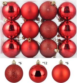 img 1 attached to 🎄 Shatterproof Christmas Baubles Balls Ornaments Set - Assorted Red Pendant Christmas Ball Ornaments, Seasonal Decorations for Festival Holiday Wedding Party Xmas Décor (24pcs/Pack, 40mm)