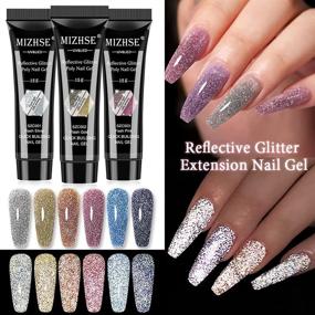 img 3 attached to 💅 Преобразите ваши ногти с набором геля для наращивания ногтей MIZHSE Reflective Poly: набор для домашнего маникюра высокого качества для начинающих.