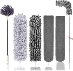 img 4 attached to 🧹 Telescoping Extension Pole Microfiber Duster Kit for High Ceilings – Complete House Cleaning Tool Kit for Ceiling Fans, Cobwebs, Furniture, and Cars (30-100 Inches)