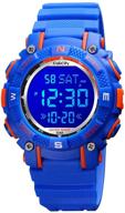 cakcity kids digital sport watches: waterproof led 7 color lights electronic wrist watch for boys & girls - alarm, stopwatch & more! logo