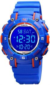 img 4 attached to CakCity Kids Digital Sport Watches: Waterproof LED 7 Color Lights Electronic Wrist Watch for Boys & Girls - Alarm, Stopwatch & More!