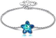 💫 pauline & morgen star bracelet - 925 sterling silver blue crystal bracelet with austria crystal: perfect gift for girls, wives, and girlfriends | includes giftbox & soft cloth logo