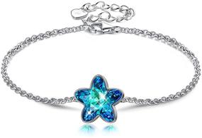 img 4 attached to 💫 PAULINE & MORGEN Star Bracelet - 925 Sterling Silver Blue Crystal Bracelet with Austria Crystal: Perfect Gift for Girls, Wives, and Girlfriends | Includes Giftbox & Soft Cloth