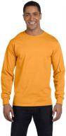 hanes 6 1 long sleeve beefy t gold men's clothing and active logo