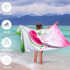 img 2 attached to 🍉 30” × 60” Watermelon Beach Towel: Sand-Free Microfiber Camping & Pool Towel, Quick Dry & Absorbent Bath Towel for Travel, Holiday & Beach - Great Gift for Girls & Women