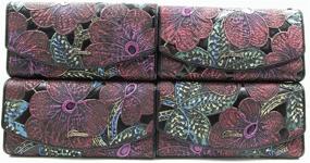 img 2 attached to 👛 Mayflower Black Genuine Leather Floral Embossed Trifold Wallet for Women by ArtsEye