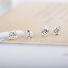 img 1 attached to 💎 Sllaiss 8Pcs 22G Sterling Silver Nose Rings Studs: Intricate 3mm CZ Inlaid Assorted Shapes for Stylish Nose Piercings