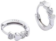 💕 double love heart cz sleeper hoop earrings - small hoops for women, teens & girls | hypoallergenic & sensitive ear-friendly logo