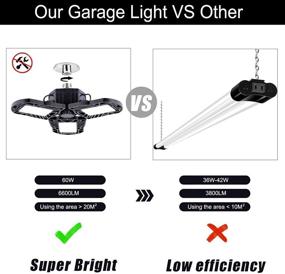 img 1 attached to 🔆 Super Bright 2 Pack LED Garage Lights 80W - High Brightness & Adjustable Ceiling Lighting for Garages and Warehouses