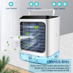 img 1 attached to 🌬️ 2020 Portable Mini Air Cooler with Humidifier, Purifier & Misting Fan - 3 Speed Desktop Cooling for Home, Office, and Room - 7 Colors Light Changing