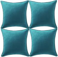 🛋️ fancy homi set of 4 teal decorative throw pillow covers - 18x18 inch/45x45 cm, extra soft faux suede square pillow cases - solid cushion covers for couch, sofa, bedroom, living room логотип