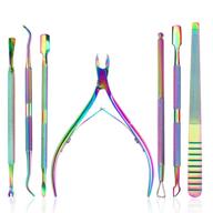 💅 complete stainless steel manicure kit: kalolary 7pcs cuticle nippers and cutter set with ingrown toenail file, triangle nail polish remover, and cuticle pusher trimmer - for perfectly trimmed fingernails and toenails logo