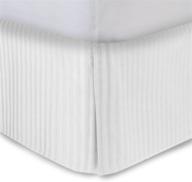 white queen bed skirt - 14 inch drop, striped tailored/pleated bedskirt with split corners and platform, solid poly/cotton 300tc fabric - shopbedding logo