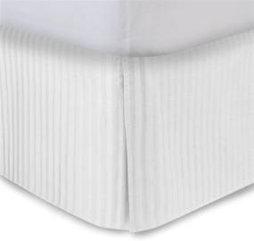 img 2 attached to White Queen Bed Skirt - 14 Inch Drop, Striped Tailored/Pleated Bedskirt with Split Corners and Platform, Solid Poly/Cotton 300TC Fabric - SHOPBEDDING