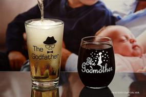 img 3 attached to 🍺 Personalized Godfather Pint Beer Glass & Godmother Stemless Wine Glass Set – Thoughtful Gifts for Godparents, 16oz Beer Glass & 15oz Wine Glass