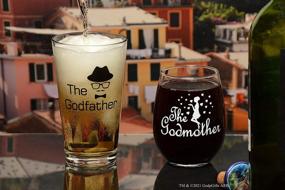 img 2 attached to 🍺 Personalized Godfather Pint Beer Glass & Godmother Stemless Wine Glass Set – Thoughtful Gifts for Godparents, 16oz Beer Glass & 15oz Wine Glass