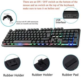 img 2 attached to Enhanced Rechargeable Keyboard and Mouse Set - 2.4G Wireless Suspended Keycap Mechanical Feel - Dynamic Backlit Gaming Keyboard and Mice Combo - Compatible with Windows XP/Vista/Win 7/8/10/MAC and Linux (Black+Multicolor Backlit)