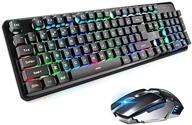 enhanced rechargeable keyboard and mouse set - 2.4g wireless suspended keycap mechanical feel - dynamic backlit gaming keyboard and mice combo - compatible with windows xp/vista/win 7/8/10/mac and linux (black+multicolor backlit) logo