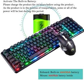 img 3 attached to Enhanced Rechargeable Keyboard and Mouse Set - 2.4G Wireless Suspended Keycap Mechanical Feel - Dynamic Backlit Gaming Keyboard and Mice Combo - Compatible with Windows XP/Vista/Win 7/8/10/MAC and Linux (Black+Multicolor Backlit)