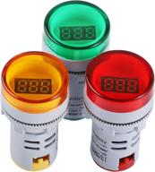 ac voltage display: drok 3pcs digital led display voltmeter for ac 60-500v voltage monitoring, 110v 220v volt detector with green red yellow signal indicator light panel логотип