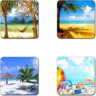 🏖️ vibrant summer beach pattern square coaster: protect your surfaces in style! logo