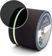 🚧 lifegrip anti slip traction tape with glow in dark green stripe - the best grip for stairs, indoors and outdoors, black (4 inch x 30 feet) logo