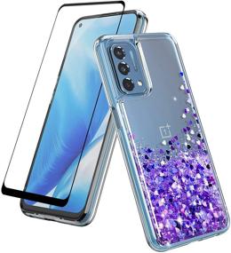 img 4 attached to 💜 DagoRoo LS-Purple Case with Tempered Glass Protector: Stylish & Protective Cover for OnePlus Nord N200 5G, Bling Liquid Design for Girls/Women