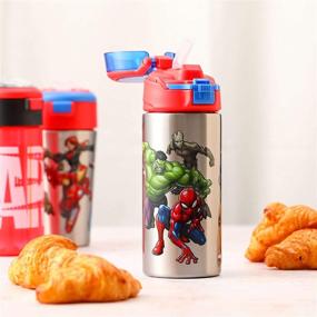 img 3 attached to 🔥 Zak Designs Marvel Comics 19.5oz Stainless Steel Water Bottle with Flip Lid - Leak-Proof & Durable, Ideal for Outdoor Sports, BPA Free - Avengers Edition