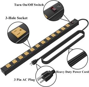 img 2 attached to Oviitech Heavy Duty Metal Power Strip with 12 Outlets and Circuit Breaker, 6-Foot Extension Cord and Mounting Brackets Included - ETL Certified for Industrial and Workshop Use in Yellow Color