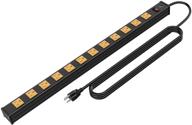 oviitech heavy duty metal power strip with 12 outlets and circuit breaker, 6-foot extension cord and mounting brackets included - etl certified for industrial and workshop use in yellow color logo