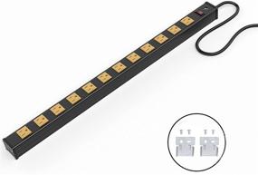 img 1 attached to Oviitech Heavy Duty Metal Power Strip with 12 Outlets and Circuit Breaker, 6-Foot Extension Cord and Mounting Brackets Included - ETL Certified for Industrial and Workshop Use in Yellow Color