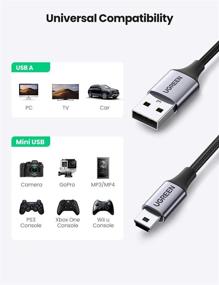img 3 attached to 🔌 Кабель UGREEN Mini USB: 6FT Нейлоновый оплёт Зарядный кабель для GoPro, контроллера PS3, MP3-плеера, GPS-приёмника и других устройств