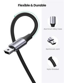 img 1 attached to 🔌 Кабель UGREEN Mini USB: 6FT Нейлоновый оплёт Зарядный кабель для GoPro, контроллера PS3, MP3-плеера, GPS-приёмника и других устройств