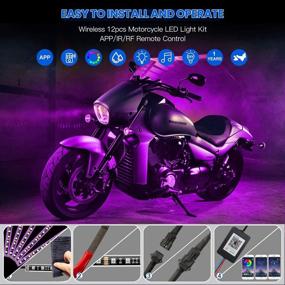 img 1 attached to 🏍️ Набор светодиодных фонарей для мотоциклов HYB: водонепроницаемые интеллектуальные тормозные RGB атмосферные фонари с управлением через приложение и пульт - идеально подходят для мотоциклов Harley Davidson, Honda, Kawasaki, Suzuki (12 штук)